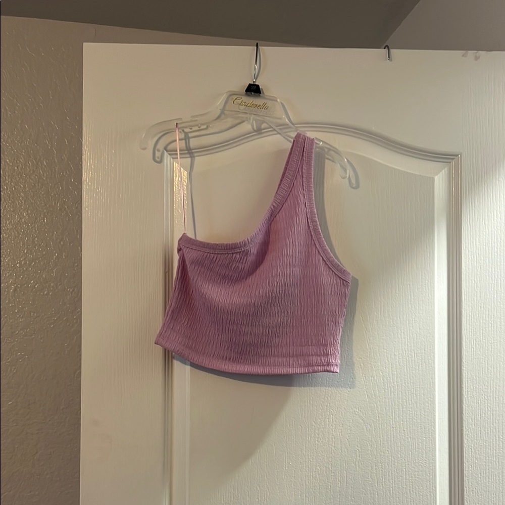 American Eagle Outfitters Purple Asymmetrical Crop Tank Top